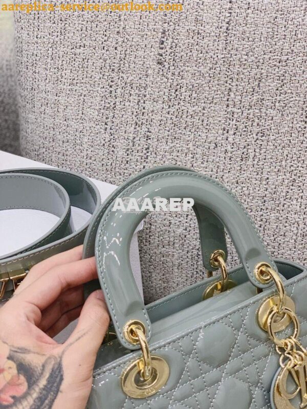 Replica Dior My ABCdior Lady Dior Bag in Patent Calfskin M0538 Stone G 6