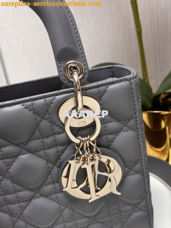 Replica Dior My ABCdior Lady Dior Bag Lambskin M0538 Gray 3