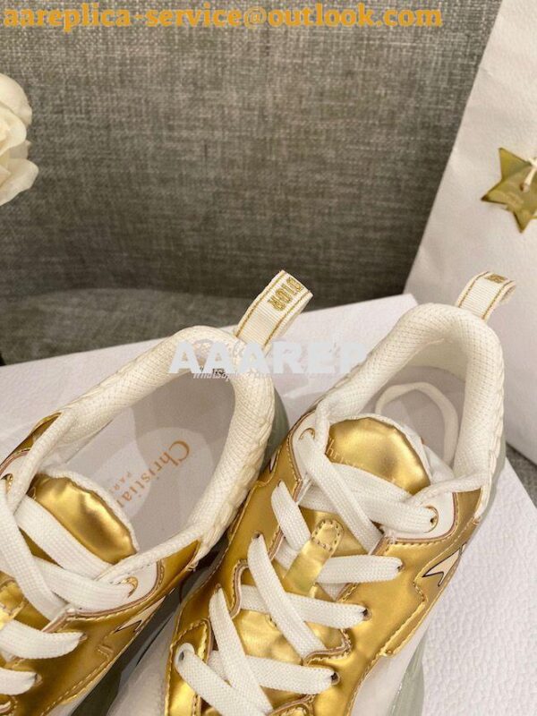 Replica Dior Vibe Sneaker White Mesh and Gold-Tone Leather KCK337 8