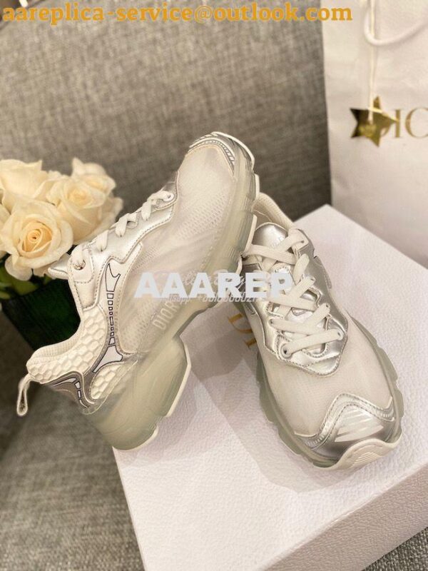 Replica Dior Vibe Sneaker White Mesh and Silver-Tone Leather KCK337 8