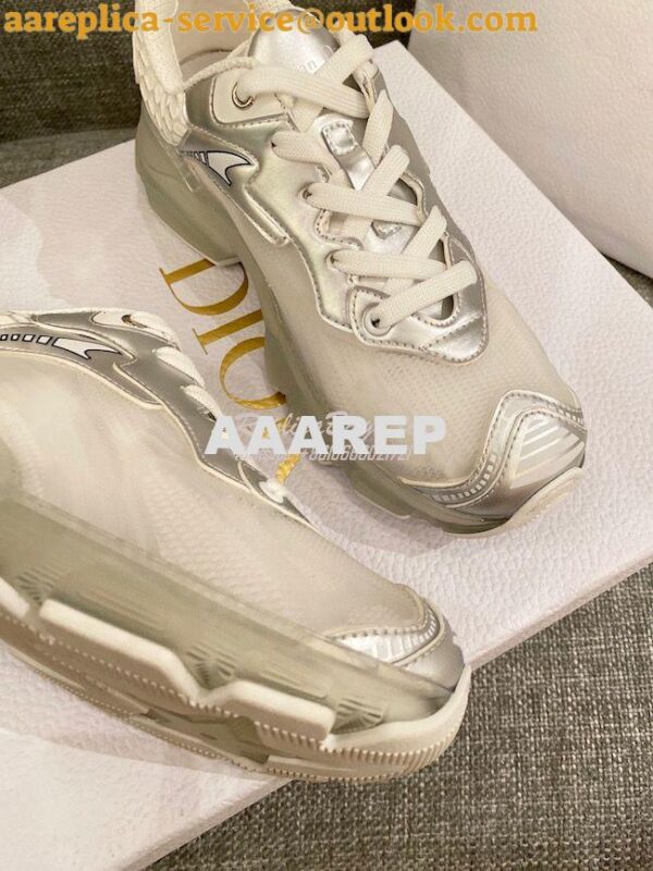 Replica Dior Vibe Sneaker White Mesh and Silver-Tone Leather KCK337 9