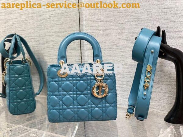 Replica Dior My ABCdior Lady Dior Bag M0538 Azure Blue Cannage Lambski 12