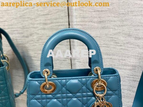 Replica Dior My ABCdior Lady Dior Bag M0538 Azure Blue Cannage Lambski 14