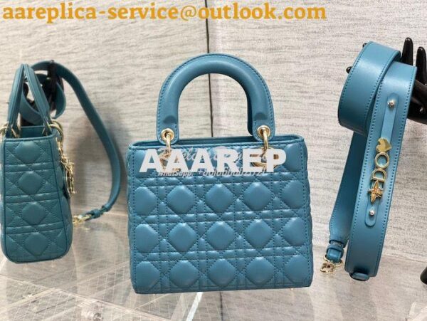 Replica Dior My ABCdior Lady Dior Bag M0538 Azure Blue Cannage Lambski 16