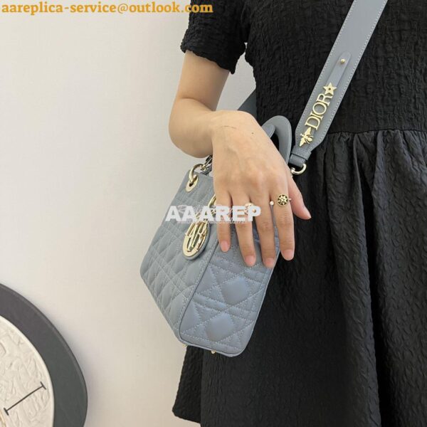 Replica Dior My ABCdior Lady Dior Bag M0538 CloudBlue Cannage Lambskin 11