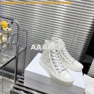 Replica Dior Walk'N'Dior High-top Sneaker White Macramé Embroidered Co