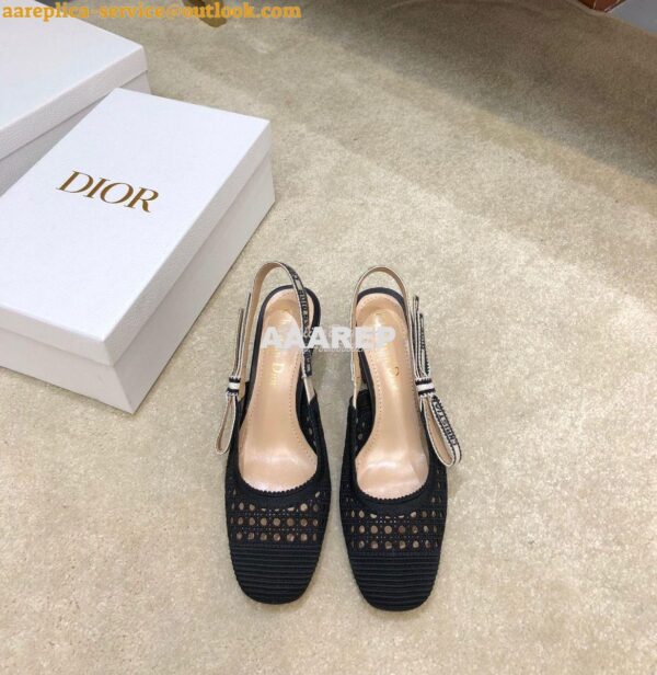 Replica Dior & Moi Slingback Pump Black Cannage Mesh Embroidery KDP890 2