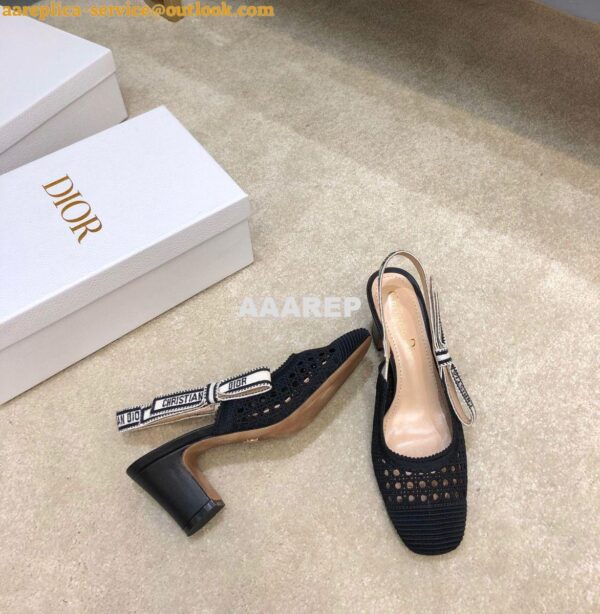 Replica Dior & Moi Slingback Pump Black Cannage Mesh Embroidery KDP890 3