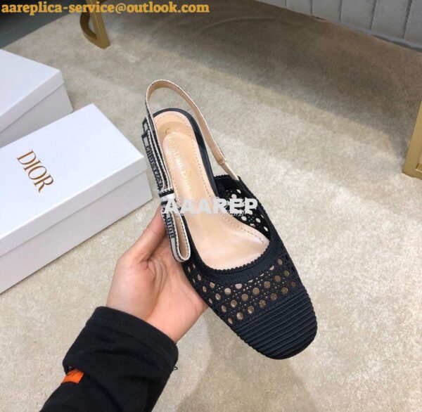 Replica Dior & Moi Slingback Pump Black Cannage Mesh Embroidery KDP890 5