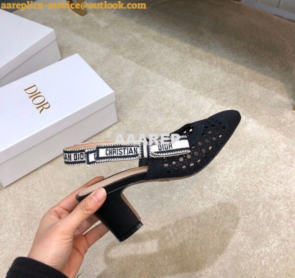 Replica Dior & Moi Slingback Pump Black Cannage Mesh Embroidery KDP890 6