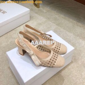 Replica Dior & Moi Slingback Pump Cream Cannage Mesh Embroidery KDP890 2