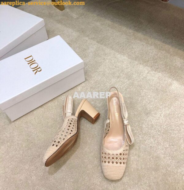 Replica Dior & Moi Slingback Pump Cream Cannage Mesh Embroidery KDP890 8