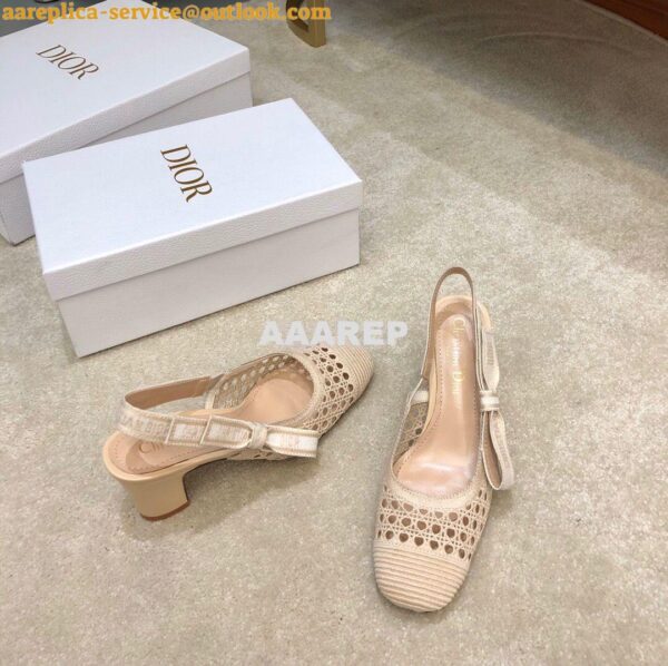 Replica Dior & Moi Slingback Pump Cream Cannage Mesh Embroidery KDP890 9