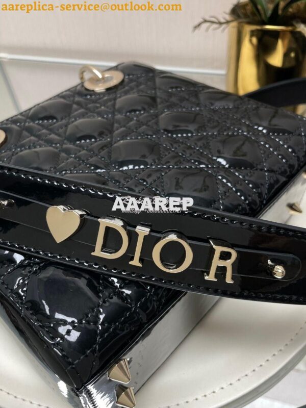 Replica Dior My ABCdior Lady Dior Bag Patent Calfskin M0538 Black 3