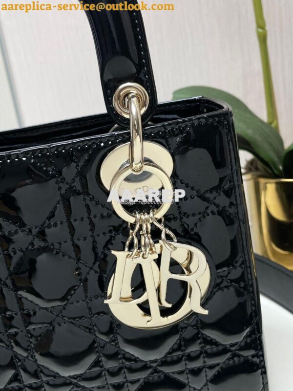 Replica Dior My ABCdior Lady Dior Bag Patent Calfskin M0538 Black 4