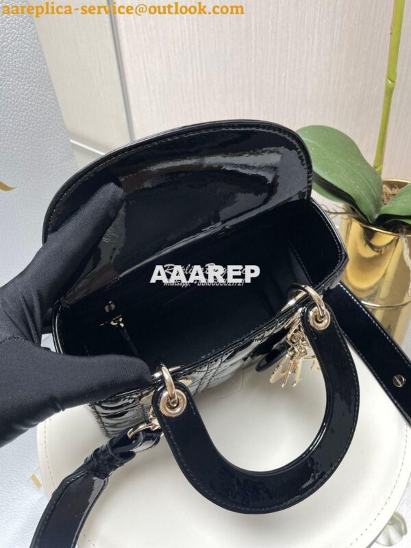 Replica Dior My ABCdior Lady Dior Bag Patent Calfskin M0538 Black 7