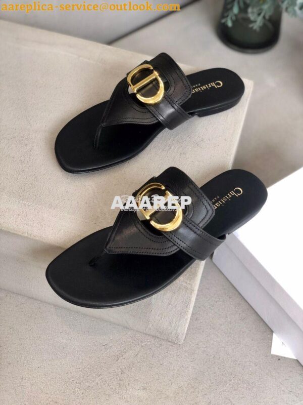 Replica Dior 30 Montaigne Flat Thong KCQ386 Black 6