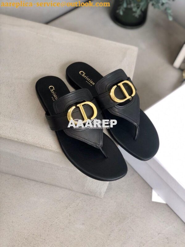 Replica Dior 30 Montaigne Flat Thong KCQ386 Black 8