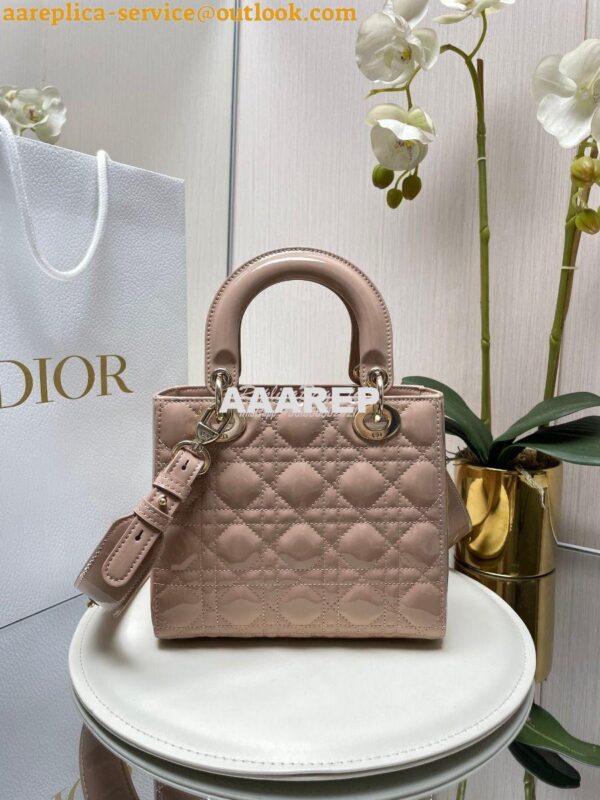 Replica Dior My ABCdior Lady Dior Bag Patent Calfskin M0538 Caramel Be 9