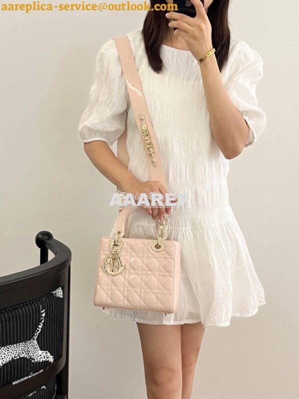 Replica Dior My ABCdior Lady Dior Bag Patent Calfskin M0538 Powder Pin 13