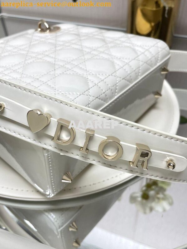Replica Dior My ABCdior Lady Dior Bag Patent Calfskin M0538 White 4