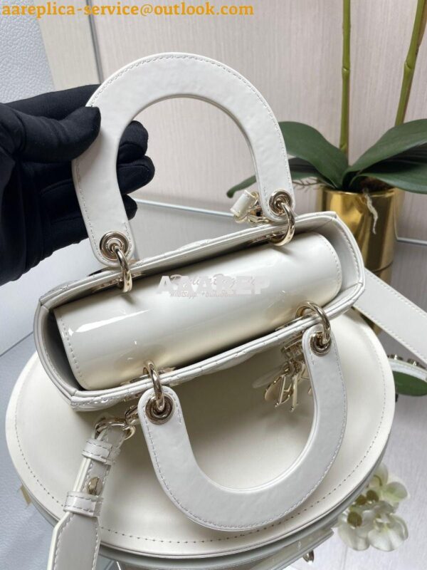 Replica Dior My ABCdior Lady Dior Bag Patent Calfskin M0538 White 5