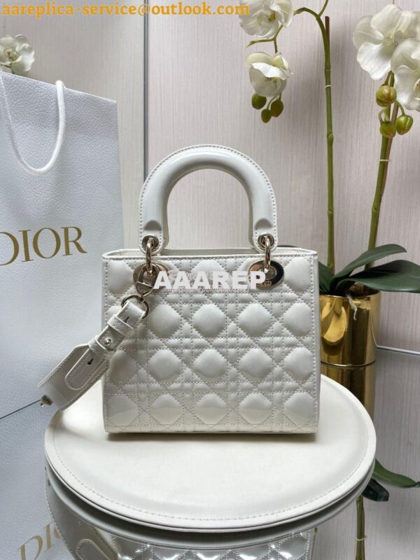 Replica Dior My ABCdior Lady Dior Bag Patent Calfskin M0538 White 7