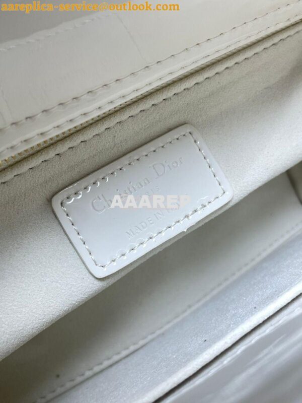 Replica Dior My ABCdior Lady Dior Bag Patent Calfskin M0538 White 8
