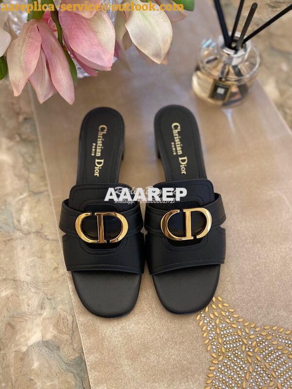 Replica Dior 30 Montaigne Heeled Mule KCQ270 Black 2