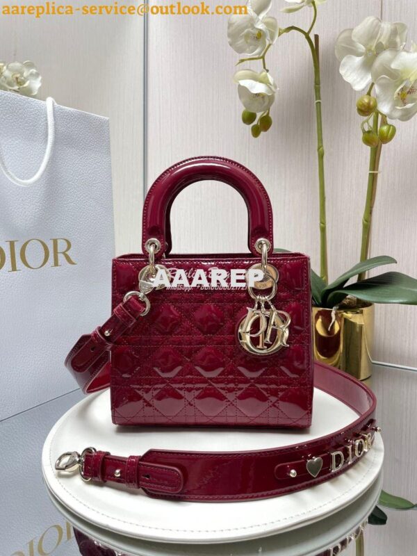 Replica Dior My ABCdior Lady Dior Bag Patent Calfskin M0538 Wine