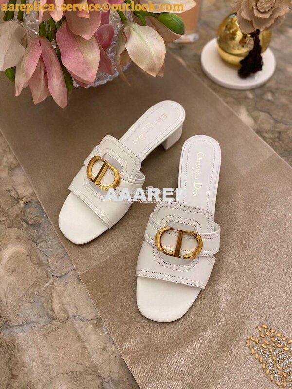 Replica Dior 30 Montaigne Heeled Mule KCQ270 White 3