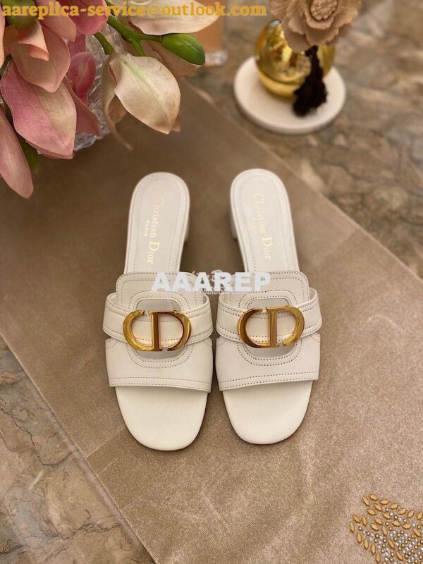 Replica Dior 30 Montaigne Heeled Mule KCQ270 White 4