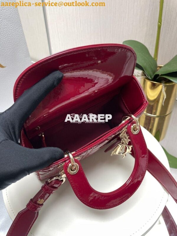 Replica Dior My ABCdior Lady Dior Bag Patent Calfskin M0538 Wine 8