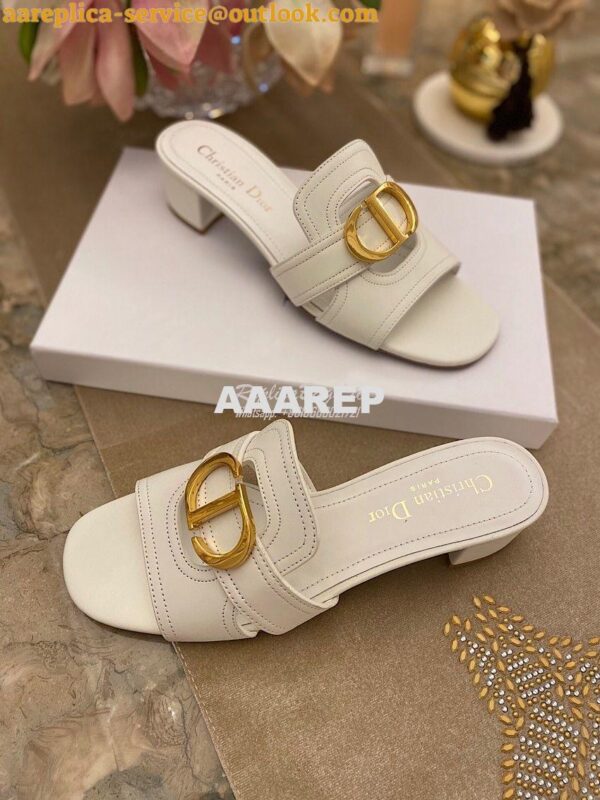 Replica Dior 30 Montaigne Heeled Mule KCQ270 White 6