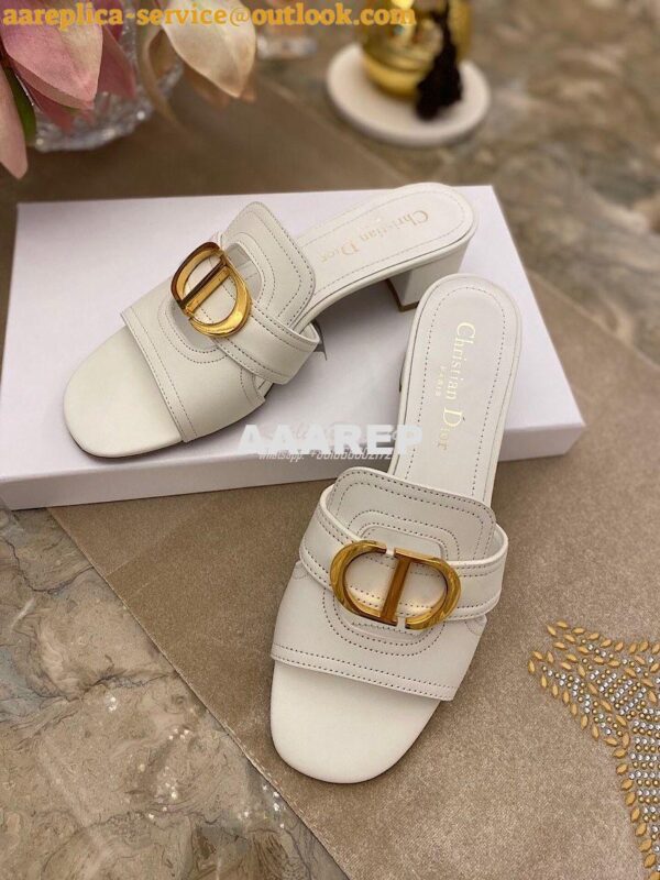 Replica Dior 30 Montaigne Heeled Mule KCQ270 White 7