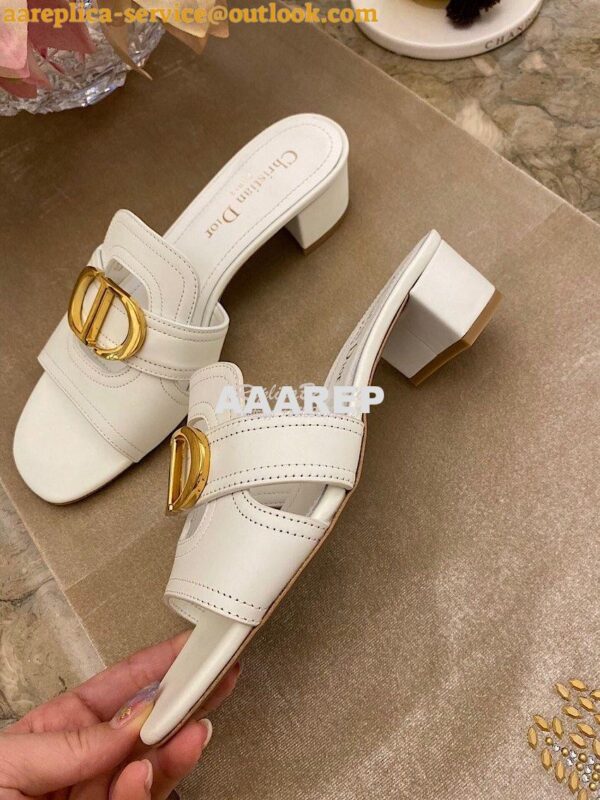 Replica Dior 30 Montaigne Heeled Mule KCQ270 White 9