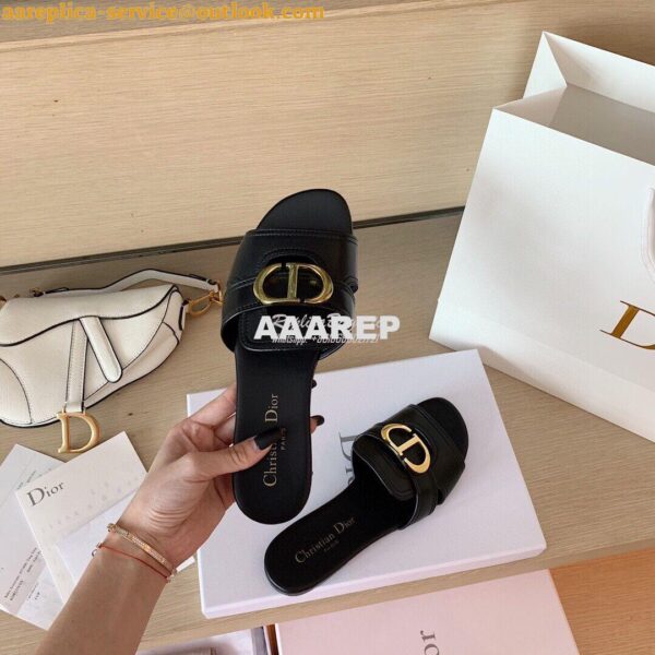 Replica Dior 30 Montaigne Mule Black Calfskin KCQ266 7