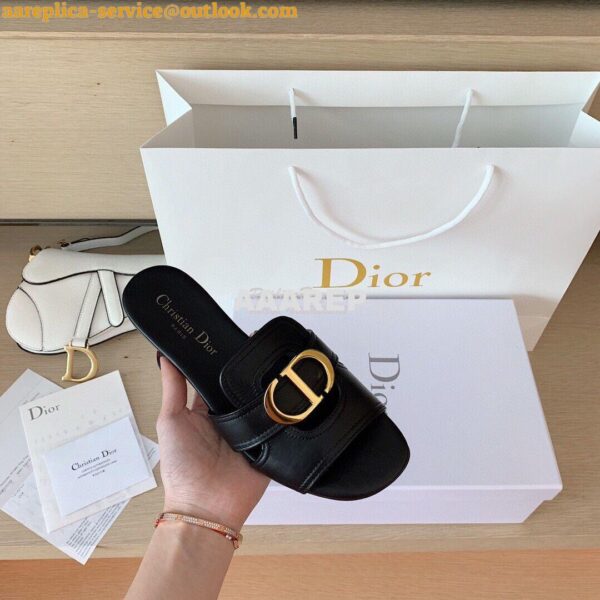 Replica Dior 30 Montaigne Mule Black Calfskin KCQ266 8