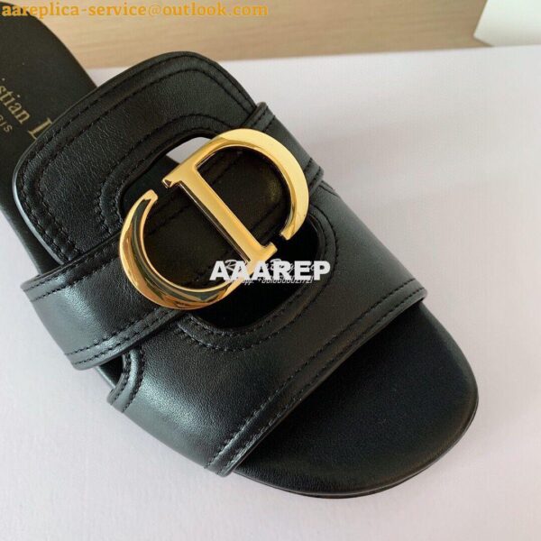 Replica Dior 30 Montaigne Mule Black Calfskin KCQ266 10