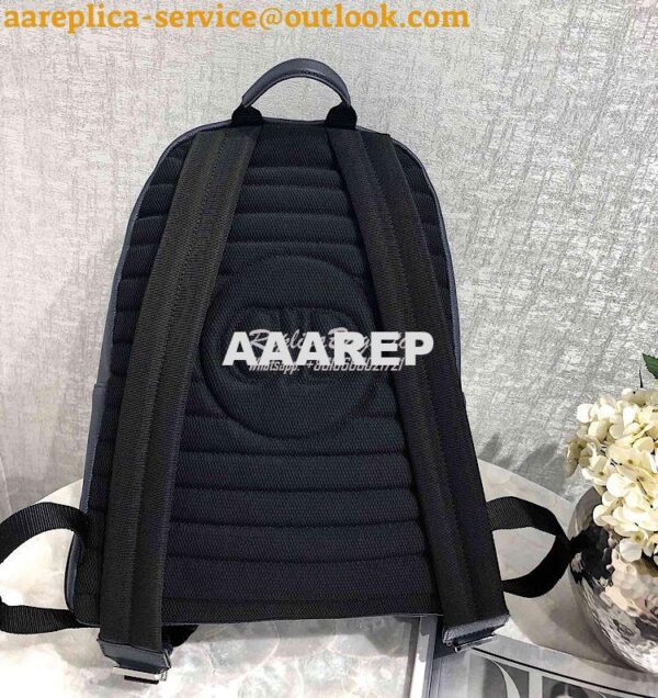 Replica Dior Navy Blue Grained Calfskin Rucksack With "Atelier" Print 8