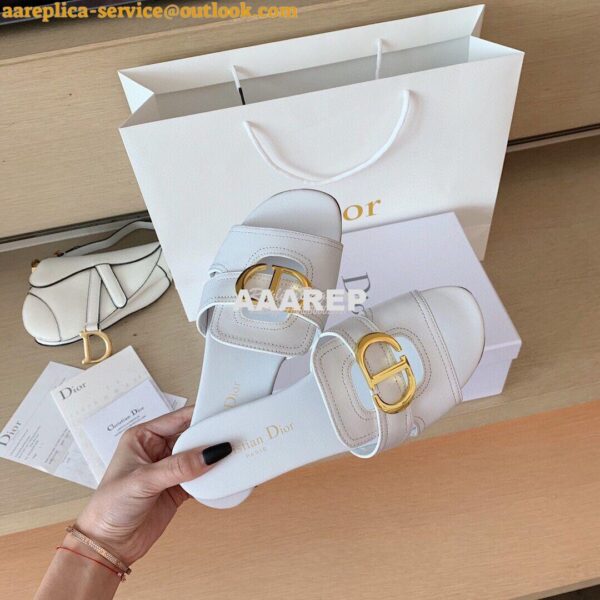 Replica Dior 30 Montaigne Mule White Calfskin KCQ266 5