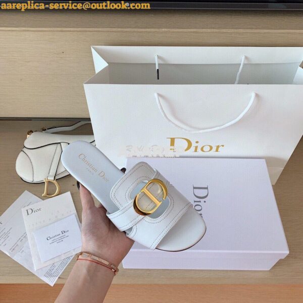 Replica Dior 30 Montaigne Mule White Calfskin KCQ266 6