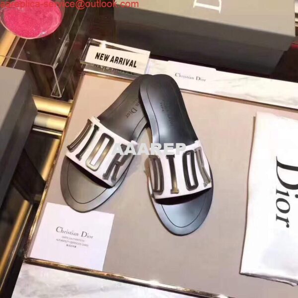 Replica Dior 81178 Dior Letter slippers Sandals White Black logo 3