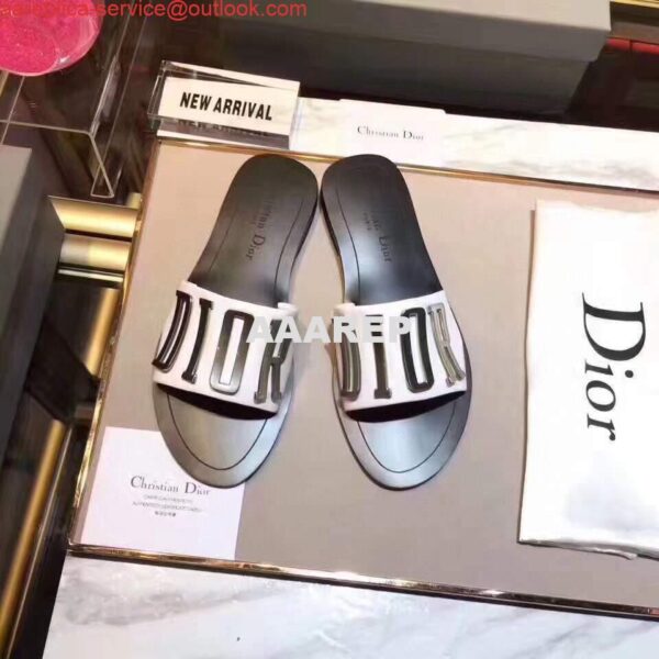 Replica Dior 81178 Dior Letter slippers Sandals White Black logo 5