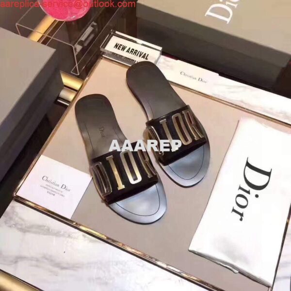 Replica Dior 81178 Dior Letter slippers Sandals White Black logo 4