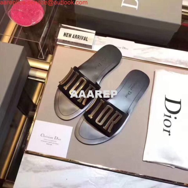 Replica Dior 81178 Dior Letter slippers Sandals White Black logo 8