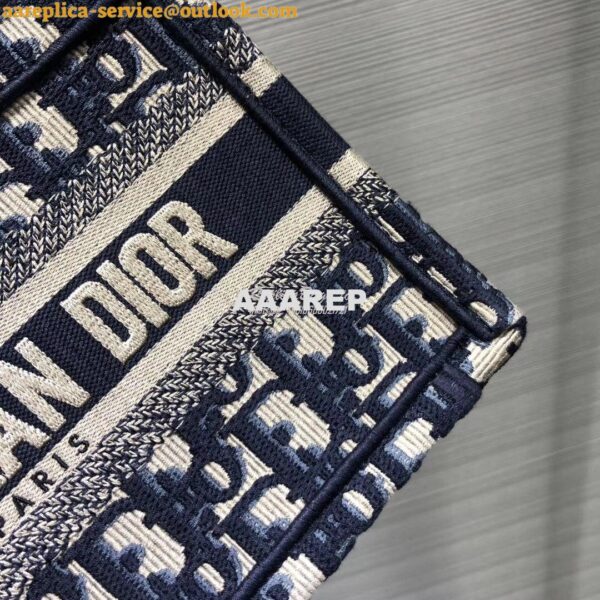 Replica Dior Oblique Embroidered Mini Dior Book Tote Blue M1271 7