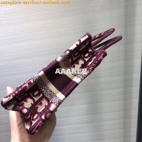 Replica Dior Oblique Embroidered Mini Dior Book Tote Burgundy M1271 5