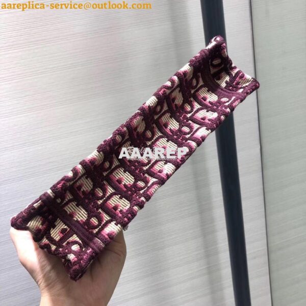 Replica Dior Oblique Embroidered Mini Dior Book Tote Burgundy M1271 6