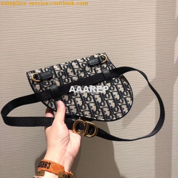 Replica Dior Oblique Saddle Belt Bag Blue S5632 5